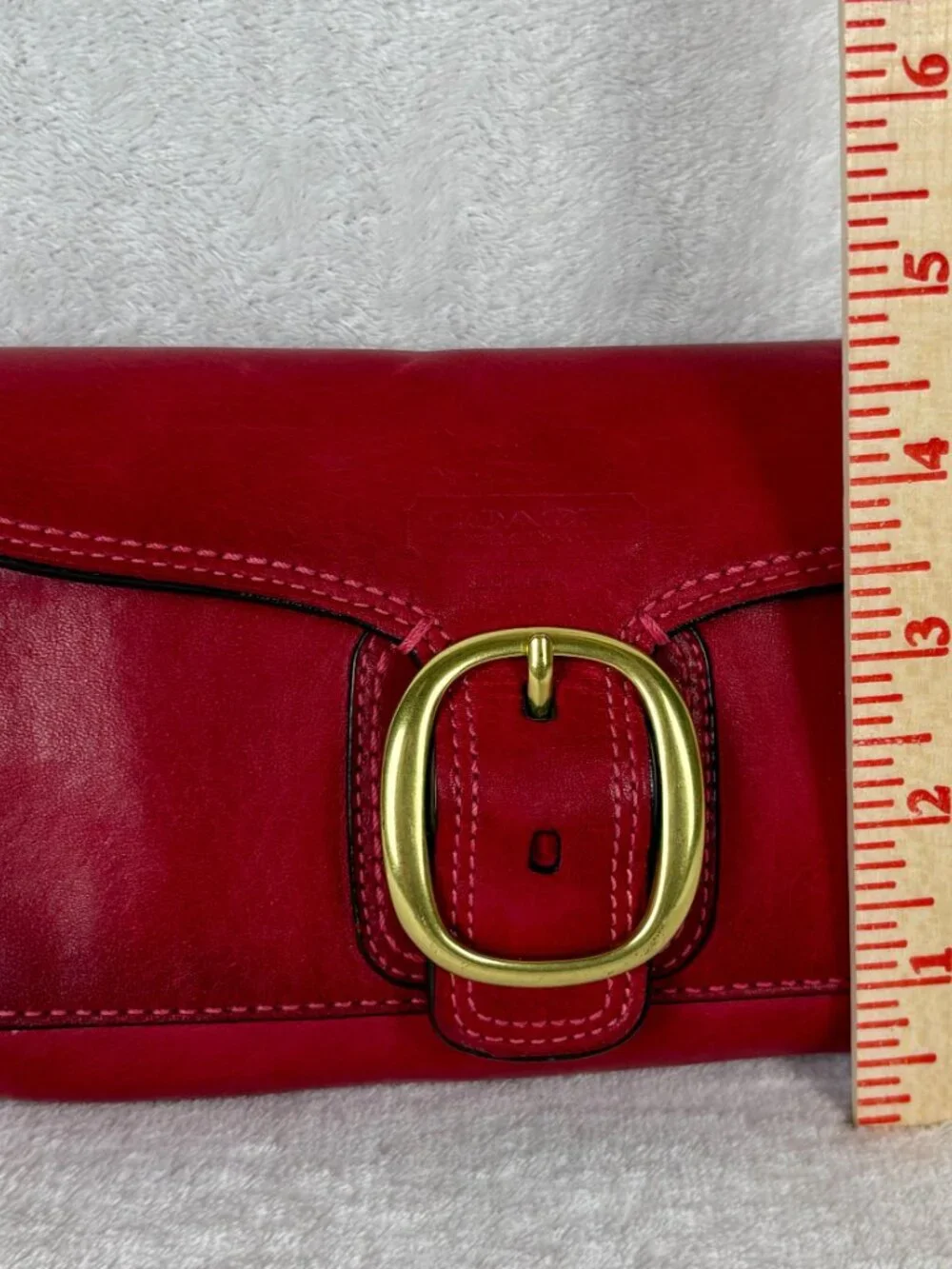 Coach Bleeker Large Flap Wristlet in Red Premium Glovetanned Leather